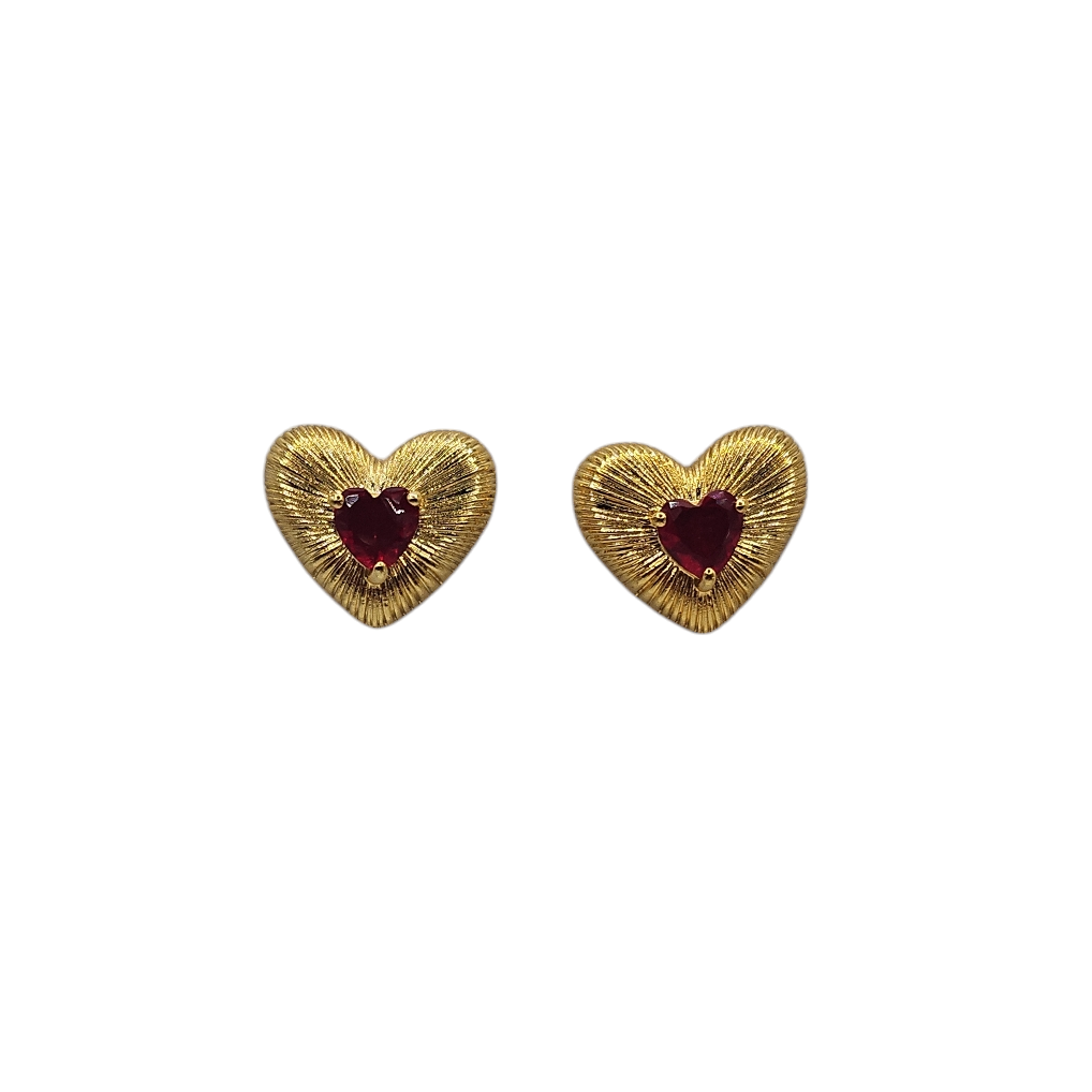 RUBY HEART EARRINGS