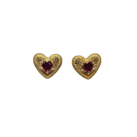 RUBY HEART EARRINGS