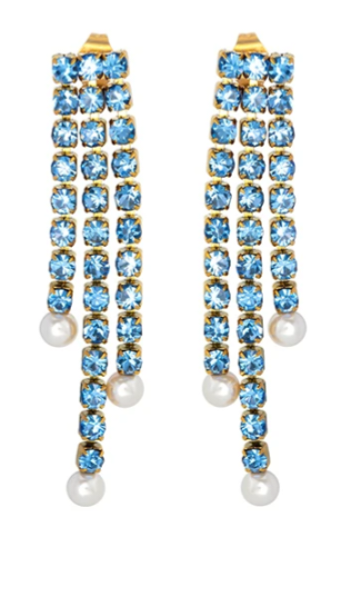 Sample zircon imitation pearl tassel earrings