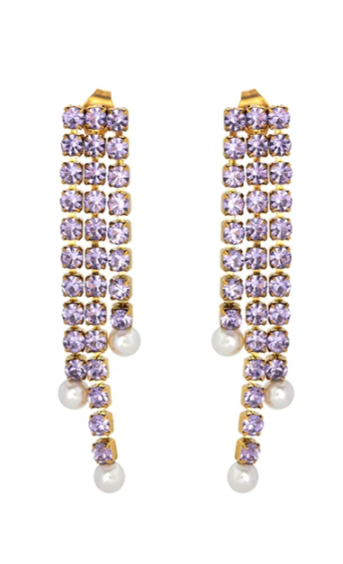 Sample zircon imitation pearl tassel earrings
