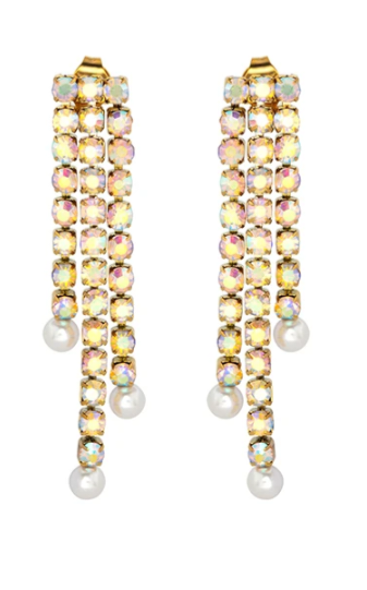 Sample zircon imitation pearl tassel earrings