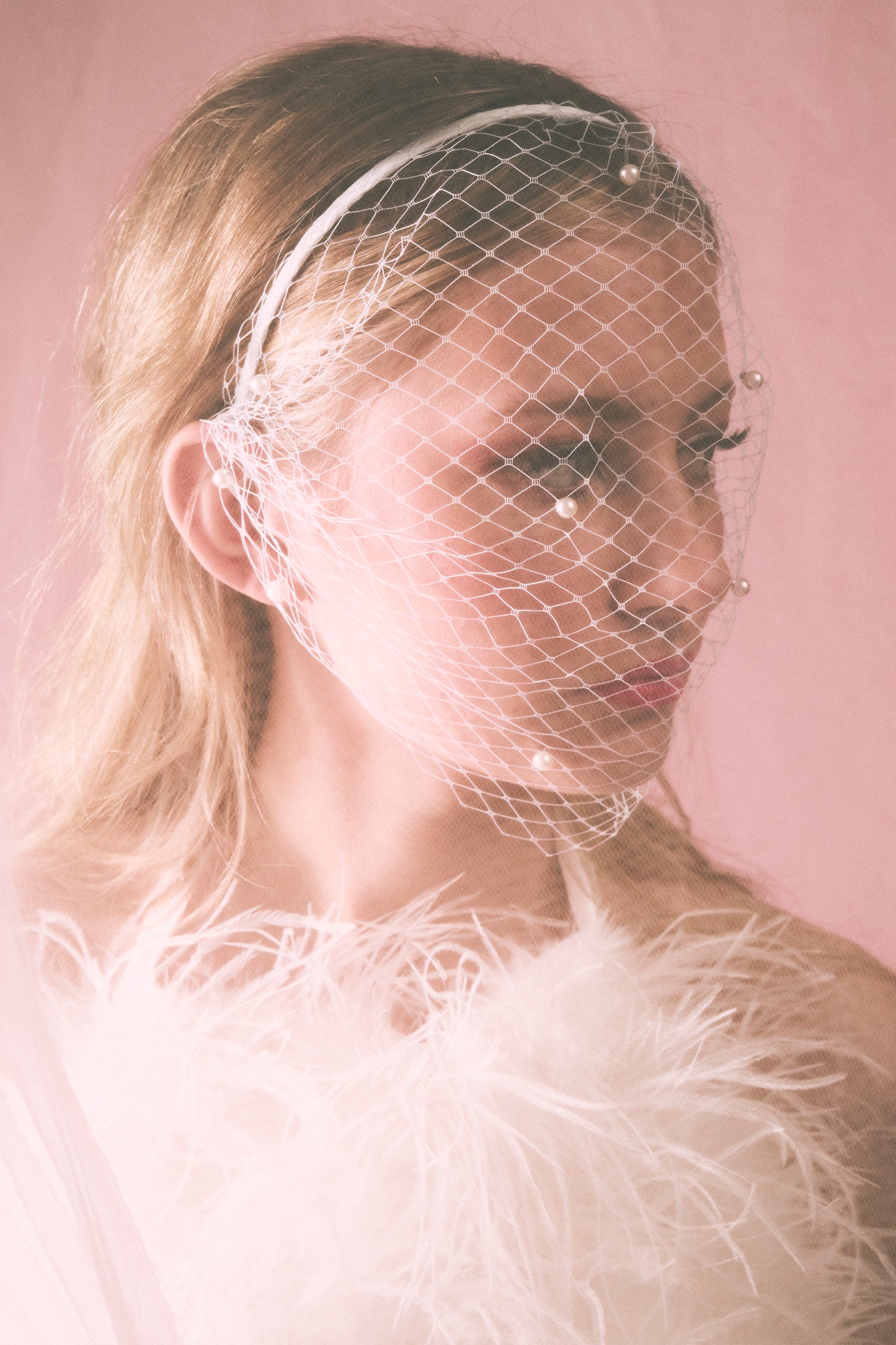 De De faux pearl veil ivory