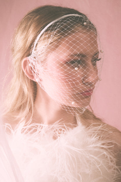 De De faux pearl veil ivory